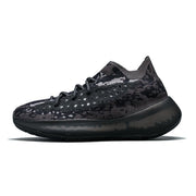 Black running sneakers with mesh interior, MD sole, and linen upper.