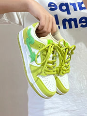 Apple green retro casual men's platform sneakers with lace-up closure.