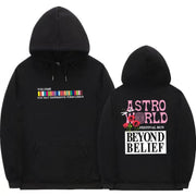 Hip-hop streetwear hoodie with colorful print, fleece thickness, hooded pullover design, ideal for casual wear.