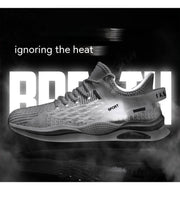 Men's breathable low-top sneakers with flyknit upper and flat heel design.