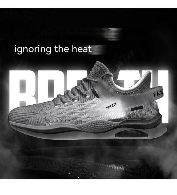 Men's breathable low-top sneakers with flyknit upper and flat heel design.