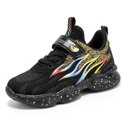 Boys fashion mesh sneakers with colorful design, slip-resistant sole.