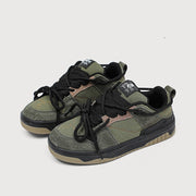 Retro Heavy Industry Sneakers in green with black cross shoulder straps, mesh lining, flat heel, suitable for women in sizes 36-44.