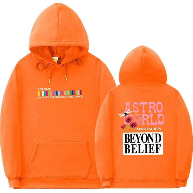 Multicolor hip-hop streetwear hoodie with graphics, hooded and fleece-lined for casual style.