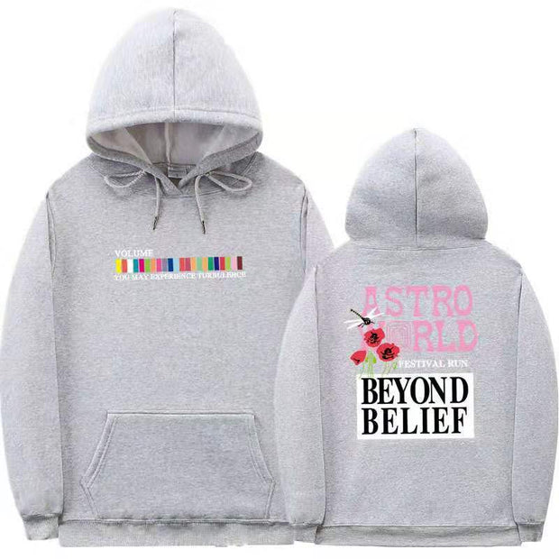 Multiple color hip-hop streetwear hoodie with lapel collar and long sleeves.