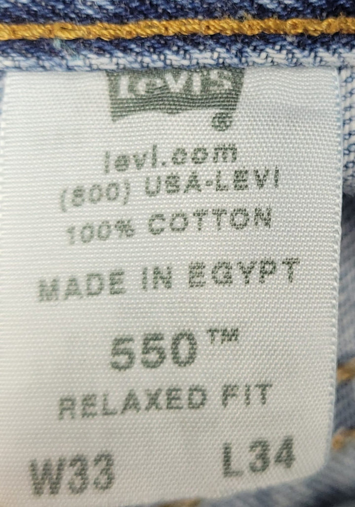 VTG Levis 550 Jeans Mens 33x34 Blue Light Washed Relaxed Fit Straight Leg USA...