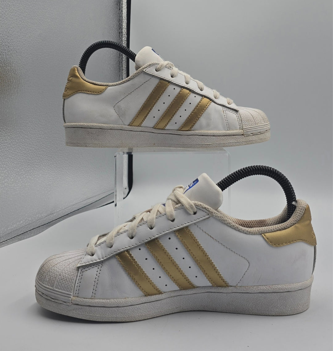Adidas Superstar B39402 Sneakers Youth 4 White Metallic Gold Leather Classic