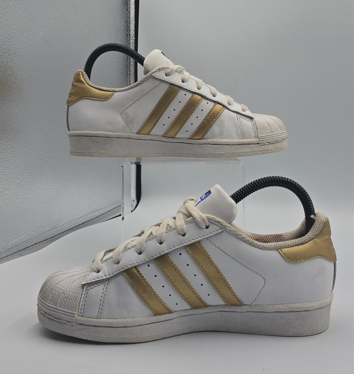 Adidas Superstar B39402 Sneakers Youth 4 White Metallic Gold Leather Classic