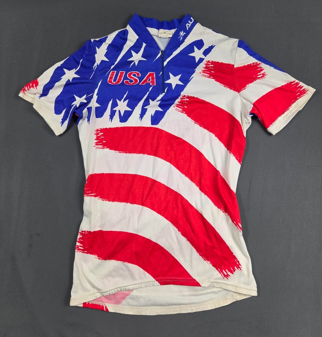 Aussie USA Flag Cycling Jersey Mens Medium Multicolor Short Sleeve Quarter Zip
