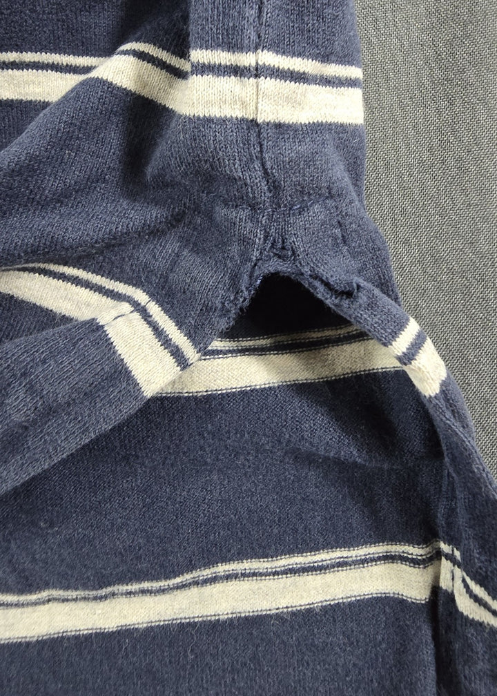 Polo Ralph Lauren Shirt Mens L Navy White Stripe Embroidered Logo Short Sleeve