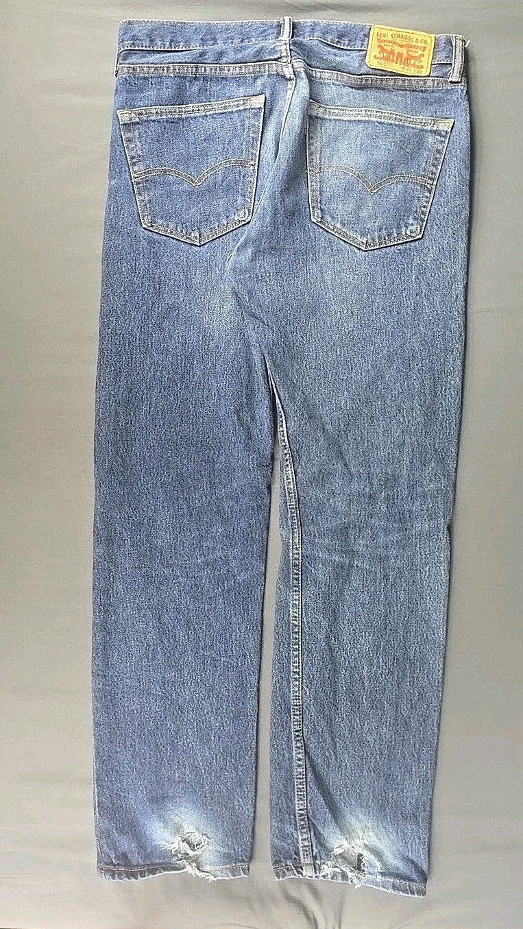 Levi 505 Jeans Mens 33x32 Blue Dark Wash Regular Fit Straight Leg Workwear