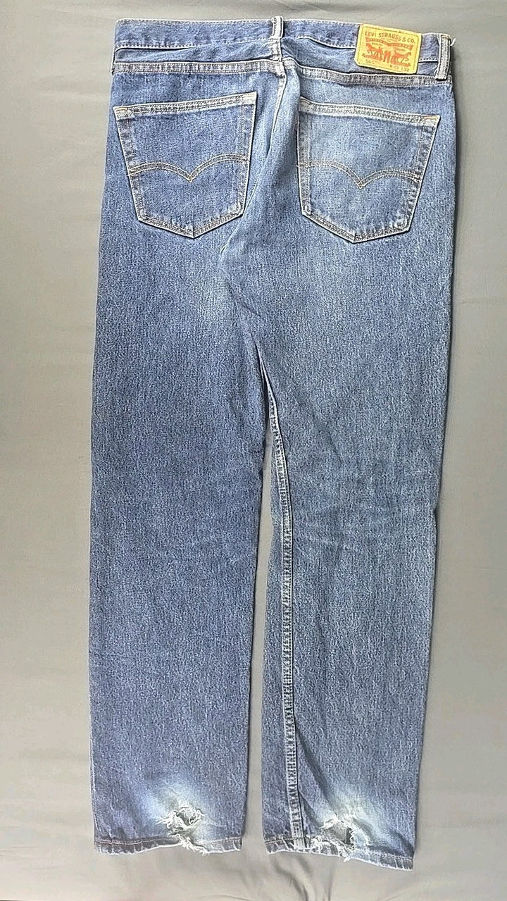 Levi 505 Jeans Mens 33x32 Blue Dark Wash Regular Fit Straight Leg Workwear