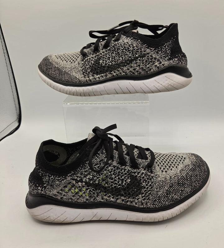 Nike Free RN Flyknit 2018 942839-101 Women 6.5 Running Shoes White Black Sneaker