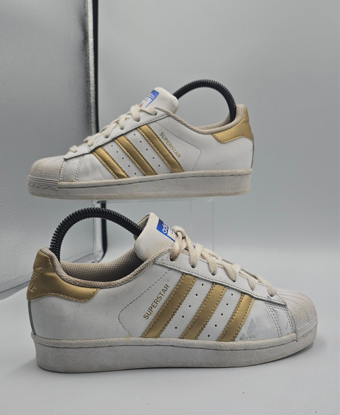 Adidas Superstar B39402 Sneakers Youth 4 White Metallic Gold Leather Classic