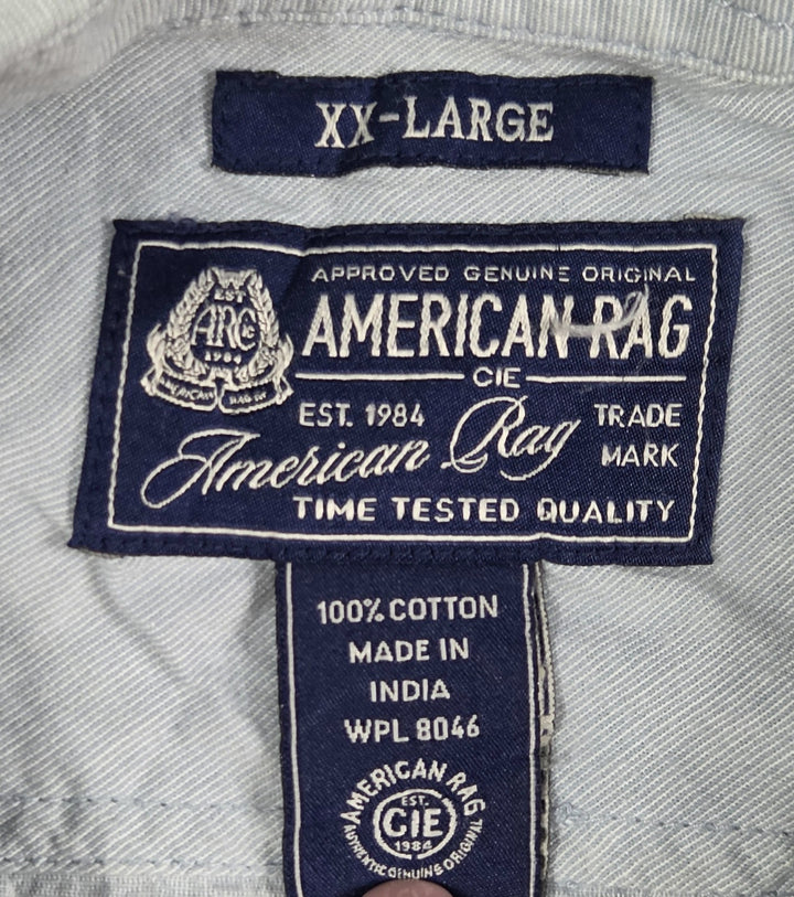 American Rag Cie Mens XXL Light Blue Short Sleeve Button Down Shirt Cotton