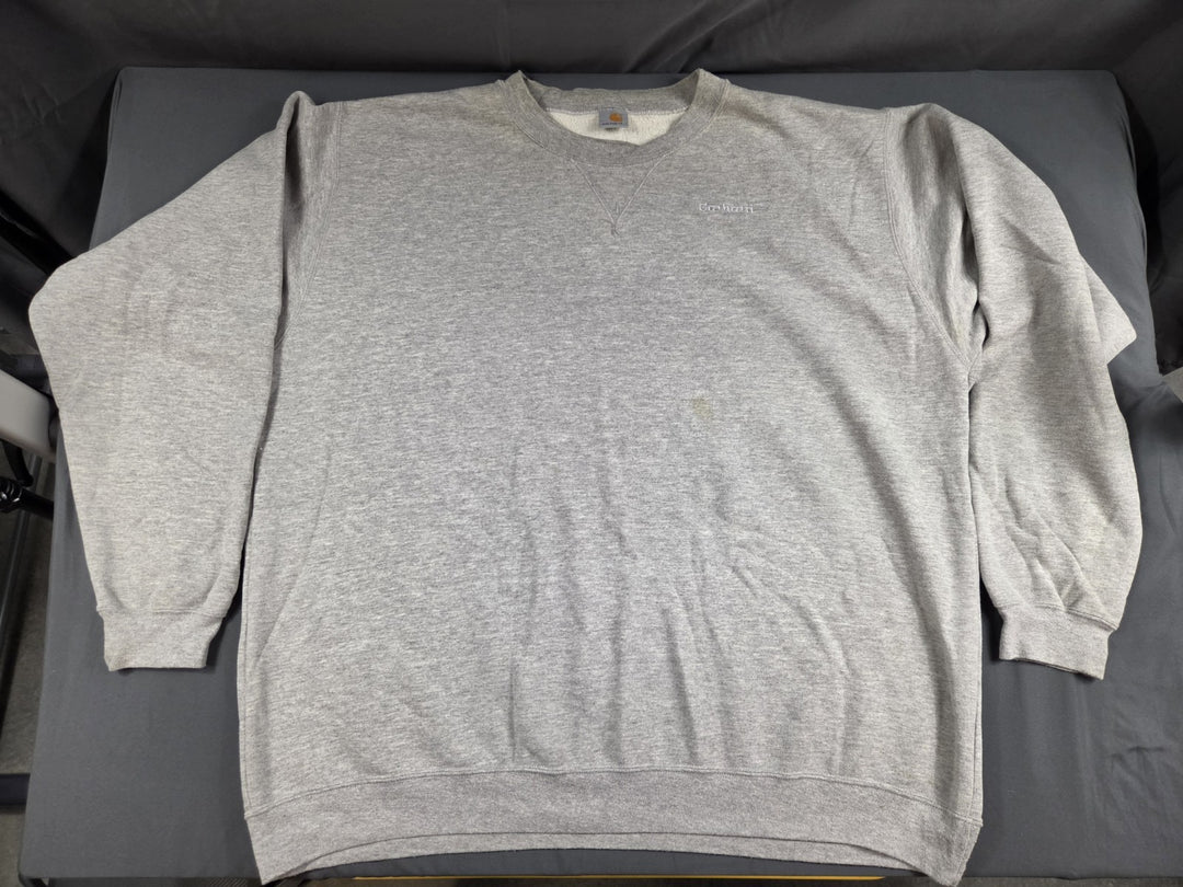 Carhartt Mens 3XL Gray Crewneck Sweatshirt Embroidered Logo Pullover Fleece