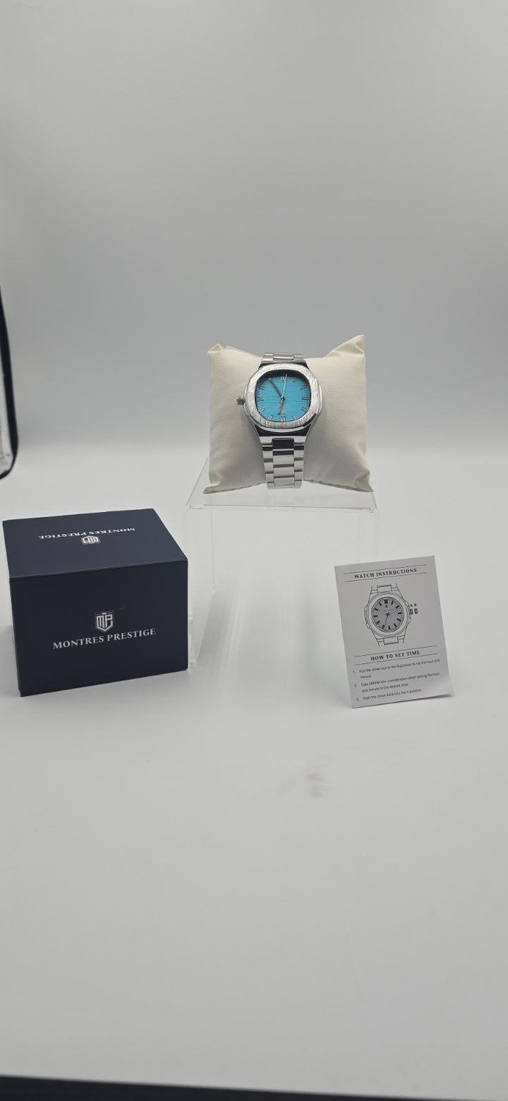 Montres Prestige x invicta 42mm Analog Silver StainlessSteel Bracelet Watch Blue
