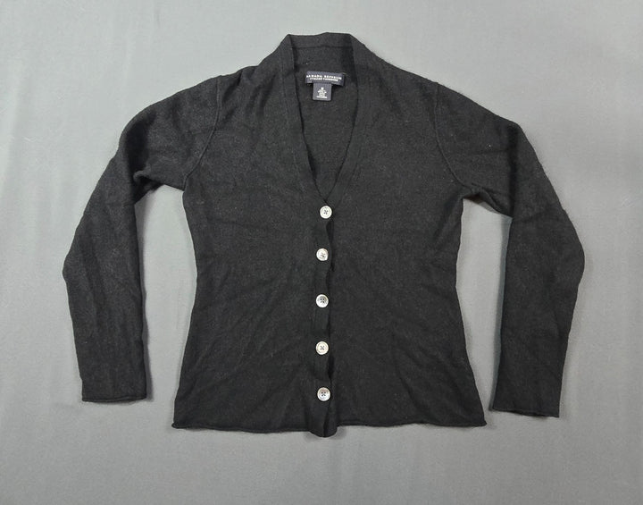 Banana Republic Cardigan Sweater Womens Medium Black Cotton Cashmere Button Fron