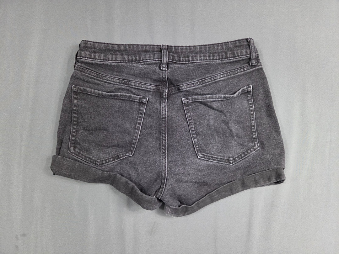 Old Navy Wow Jean Shorts Womens 8 Black Jack Denim Cotton High Rise Cuffed Hem