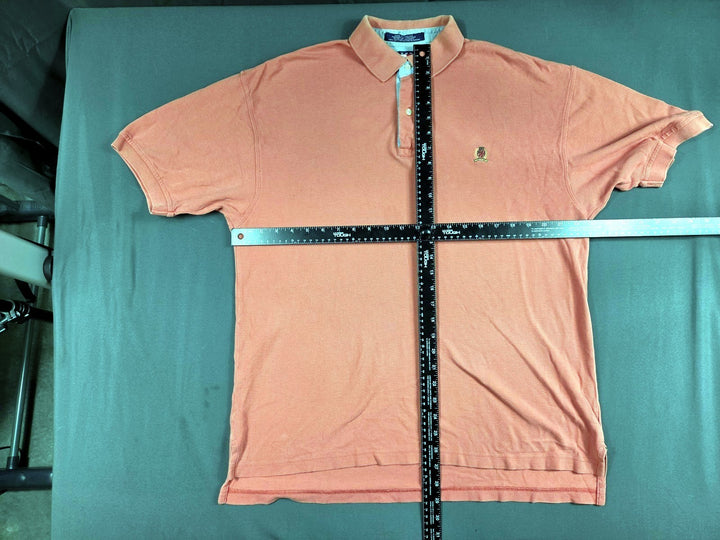 Tommy Hilfiger Coral Polo Shirt Mens Size L Crest Logo Cotton Flawed Preowned