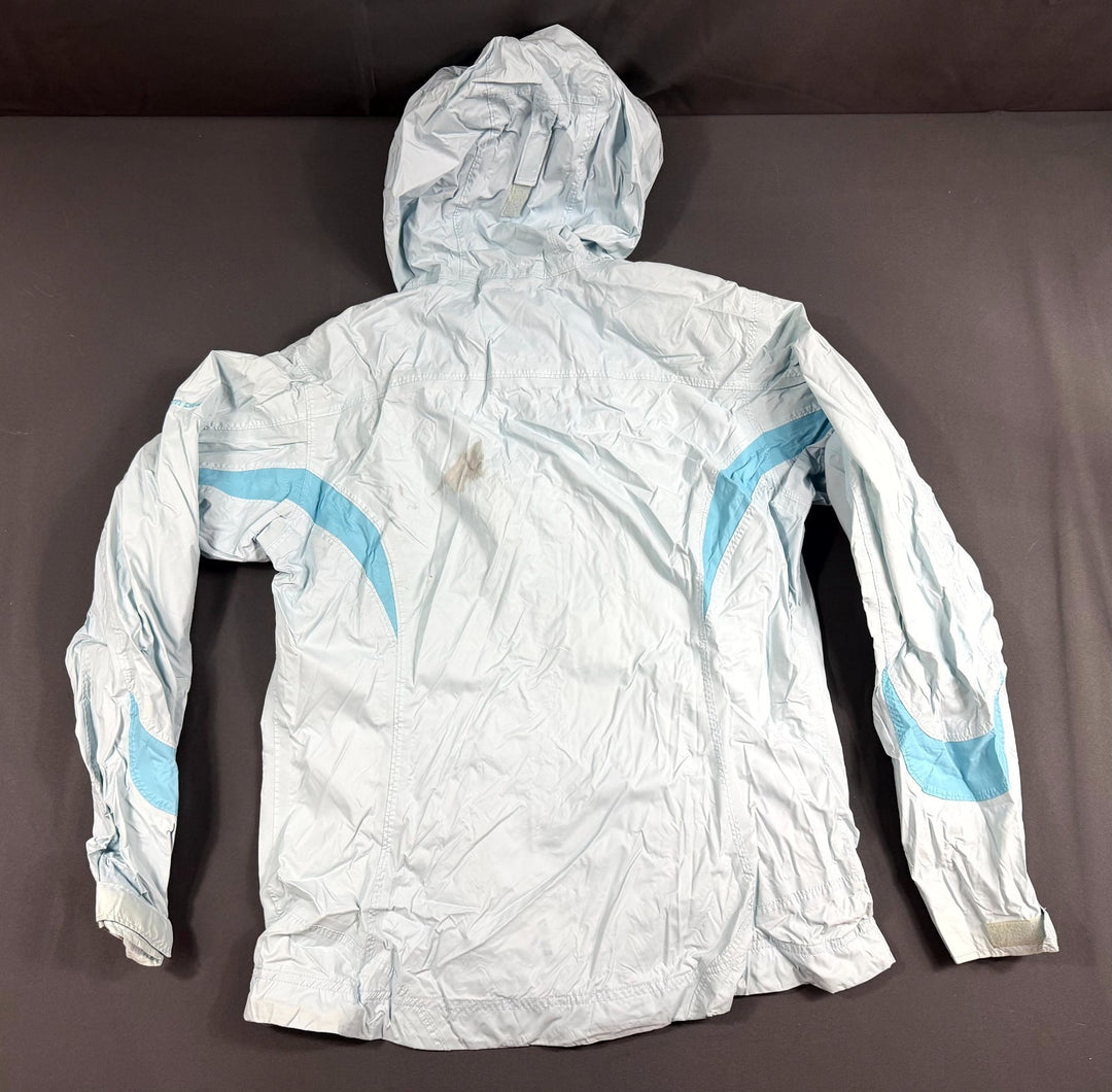 Columbia XCO Rain Jacket Womens Medium Blue Nylon Outdoor Hiking Hooded Full Zip