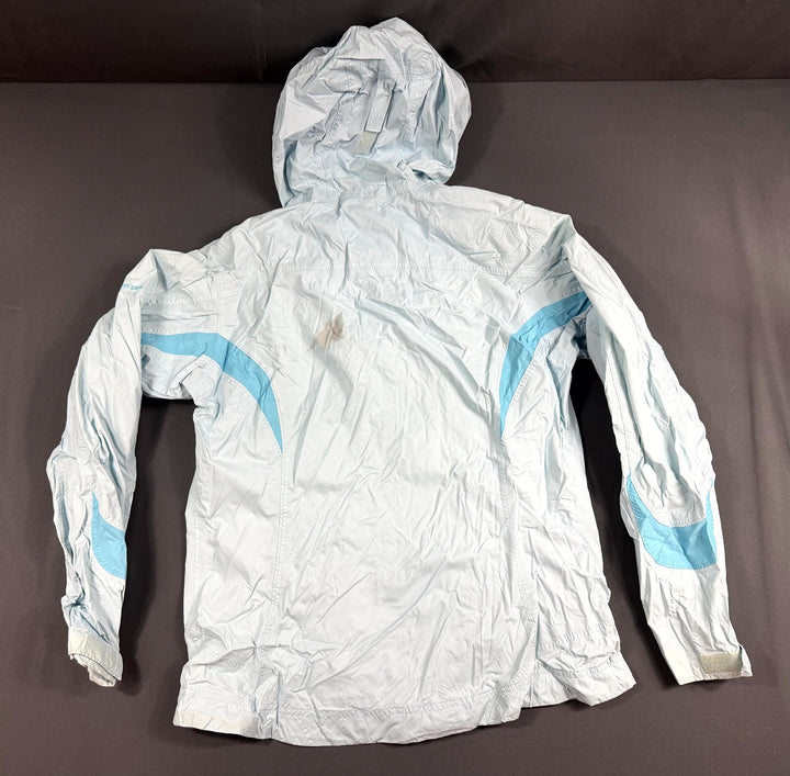 Columbia XCO Rain Jacket Womens Medium Blue Nylon Outdoor Hiking Hooded Full Zip