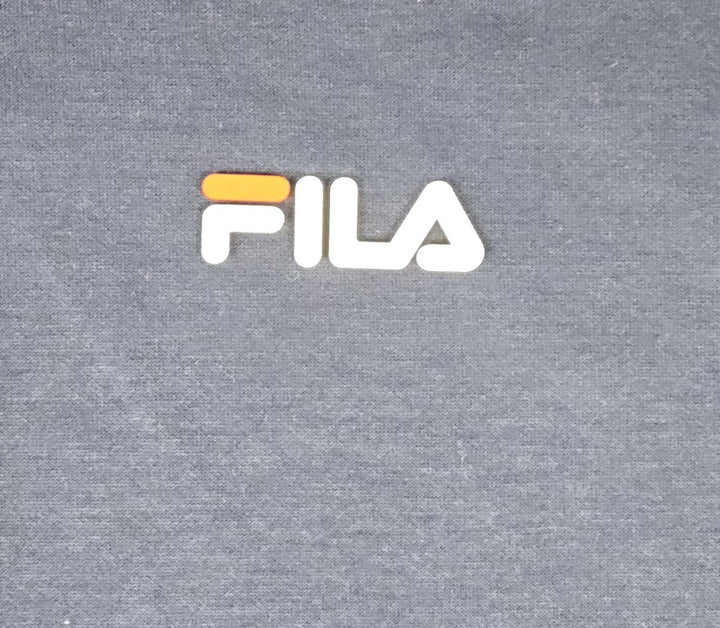 FILA Sweater Mens M Navy Blue Spellout Logo Fleece Pullover Sweatshirt Hoodie