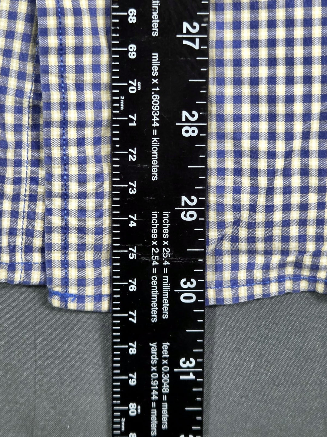 Tommy Hilfiger Mens L Blue Gingham Check Button Down Shirt Long Sleeve Cotton