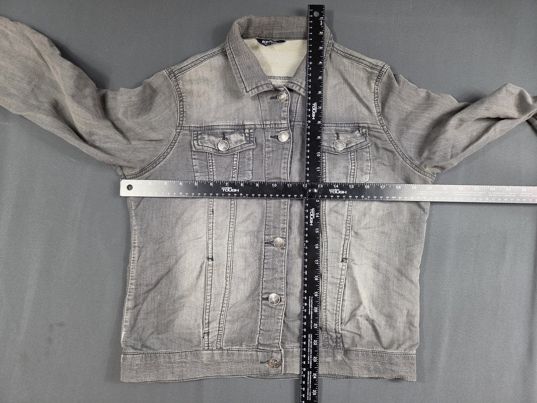 Buffalo David Bitton Denim Jacket Womens S Gray Stretch Button Front Trucker