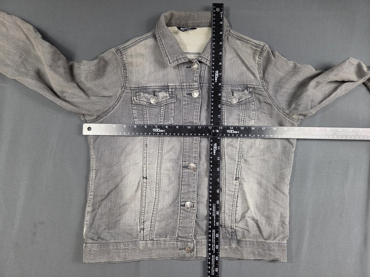 Buffalo David Bitton Denim Jacket Womens S Gray Stretch Button Front Trucker