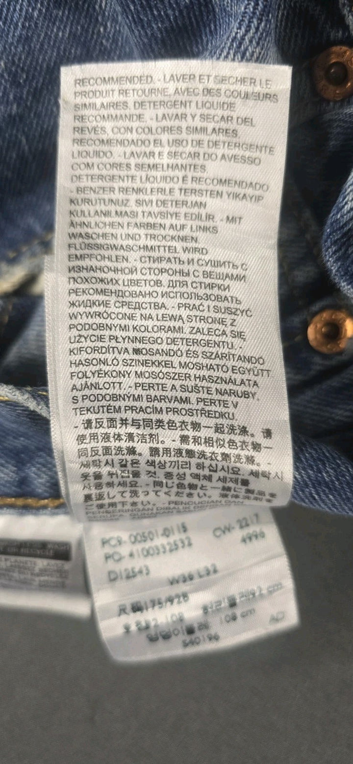 Levis 501 Jeans Mens 36X29 Blue Medium Wash Straight Leg Fit Button Fly Modern