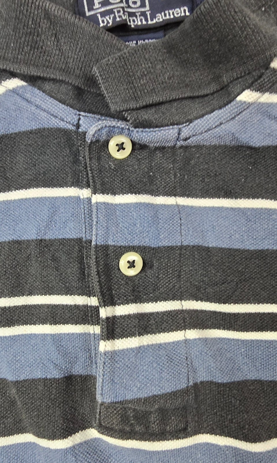 Vintage Polo Ralph Lauren Polo Shirt Mens Large Cotton Striped Side Slits Golf