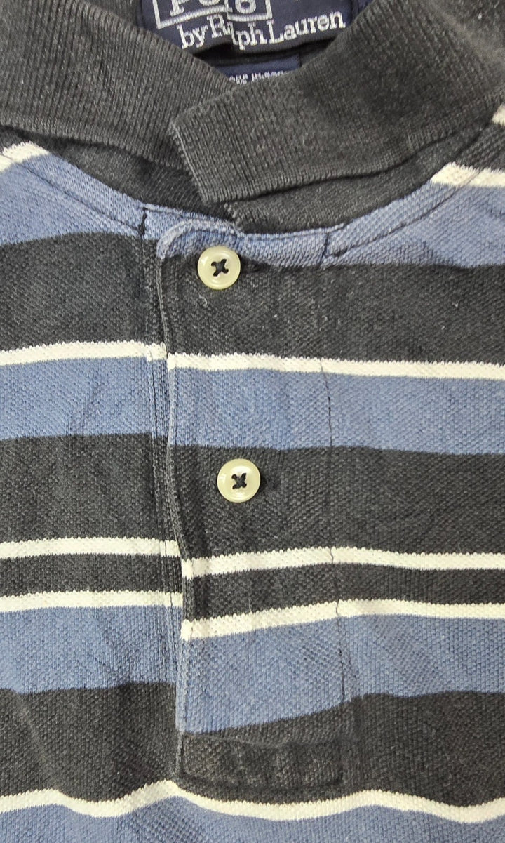 Vintage Polo Ralph Lauren Polo Shirt Mens Large Cotton Striped Side Slits Golf