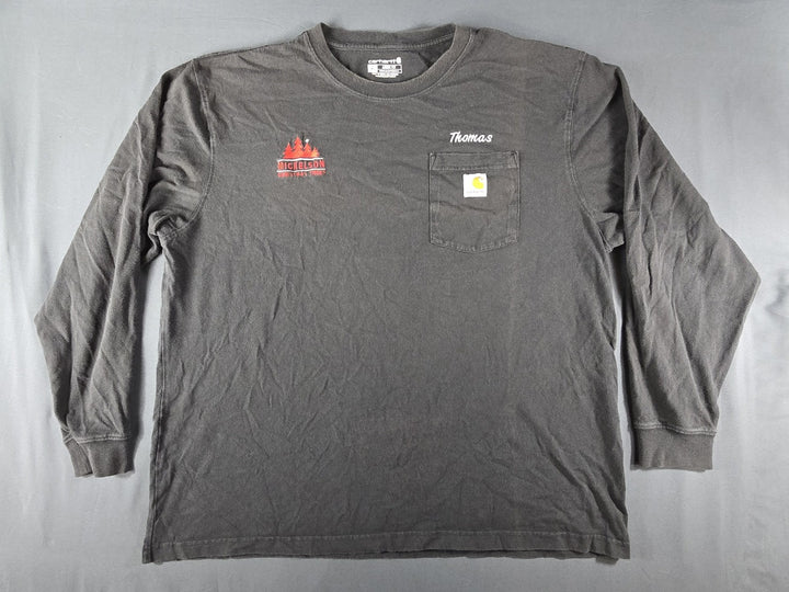 Carhartt Shirt Mens Size XL Black Logo Loose Fit Long Sleeve Pocket Workwear