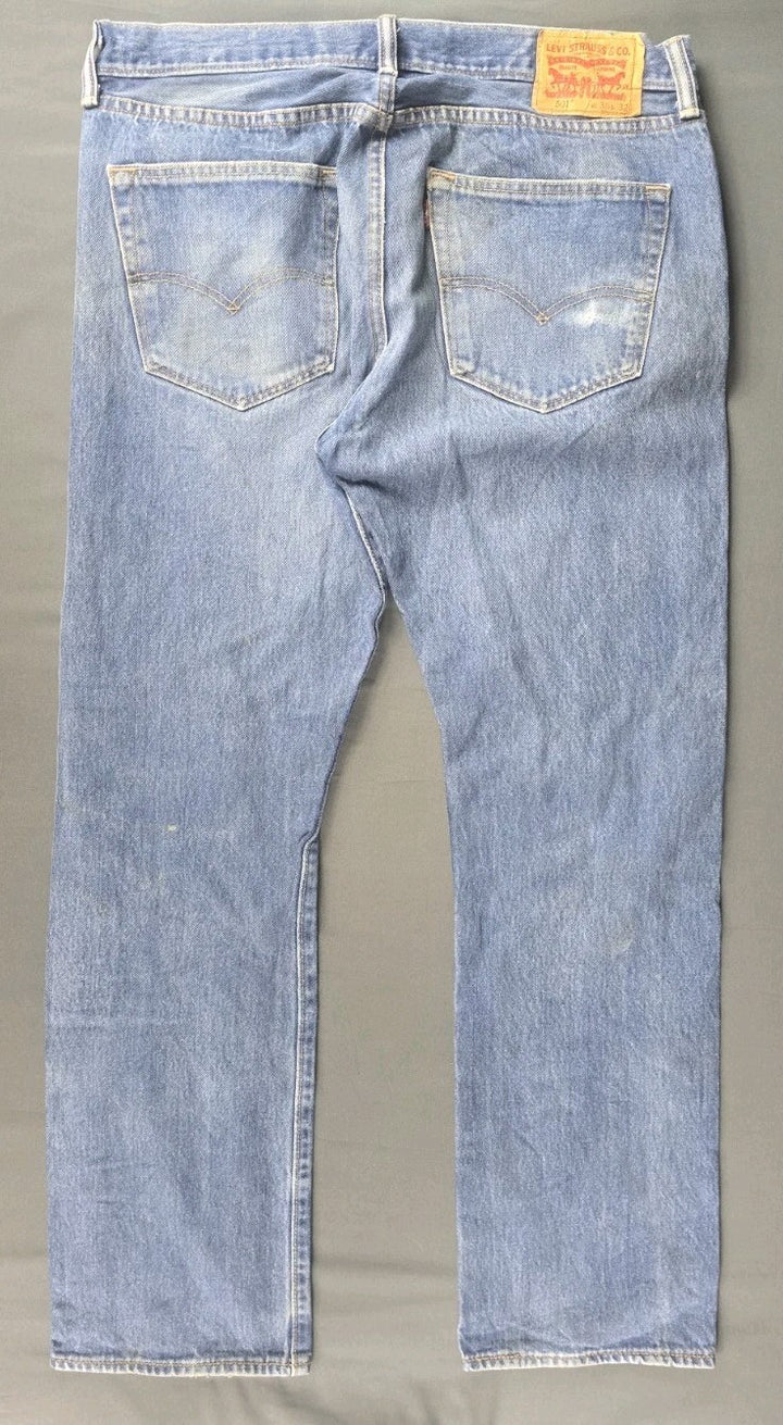 Levis 501 Jeans Mens 36X29 Blue Medium Wash Straight Leg Fit Button Fly Modern