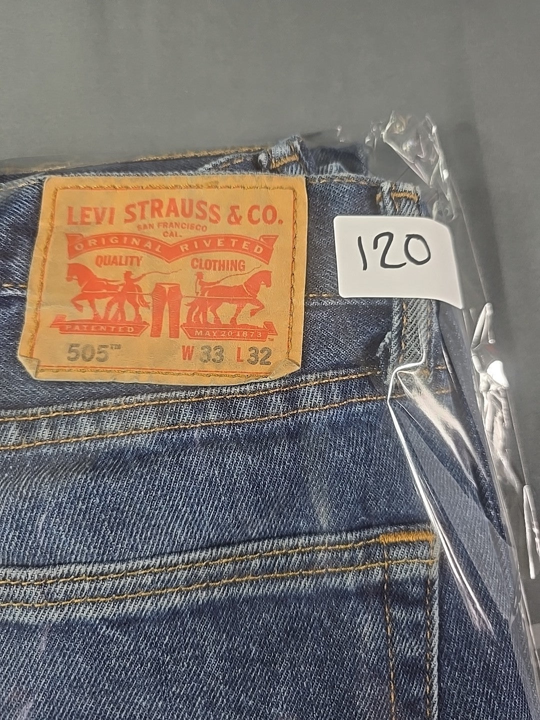 Levi 505 Jeans Mens 33x32 Blue Dark Wash Regular Fit Straight Leg Workwear