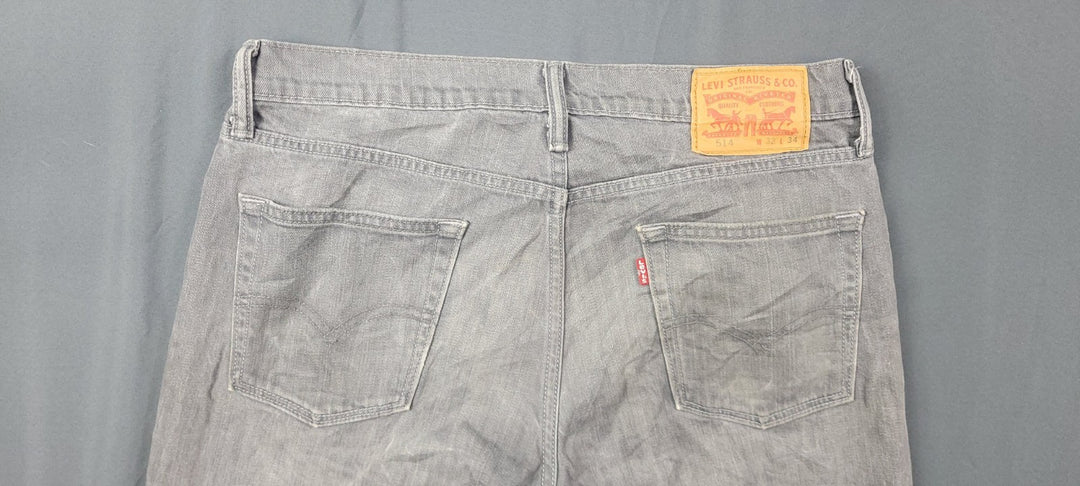 Levis 514 Jeans Mens 32x34 Gray Light Wash Straight Leg Slim Fit Washed Out