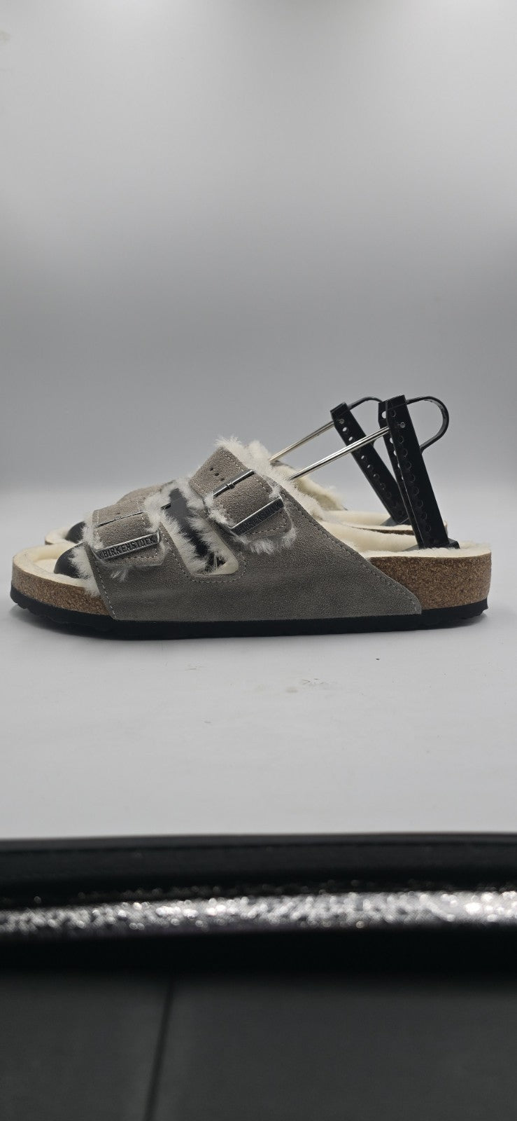 Birkenstock Arizona Shearling Mens Size EU 45/12M Stone Coin 1017402 Slides