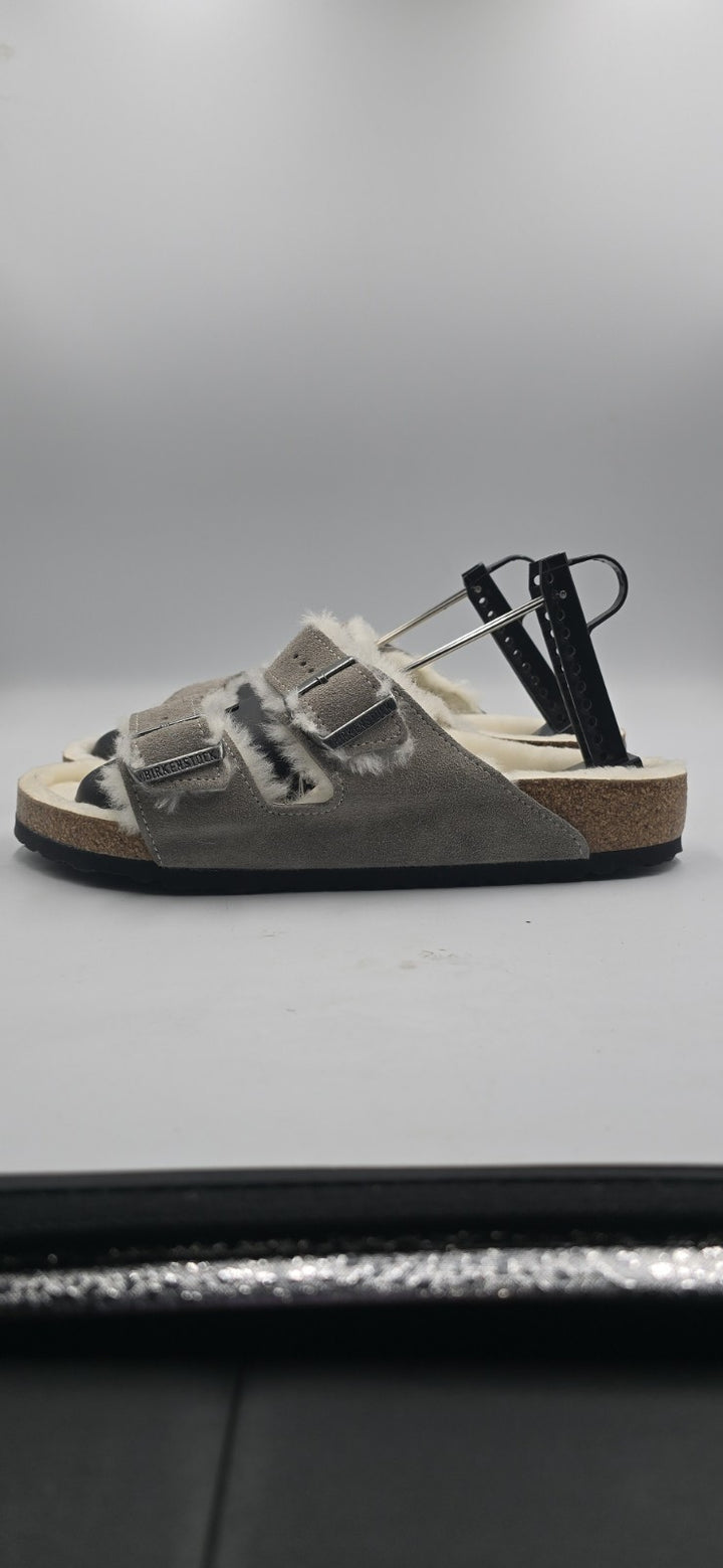 Birkenstock Arizona Shearling Mens Size EU 45/12M Stone Coin 1017402 Slides
