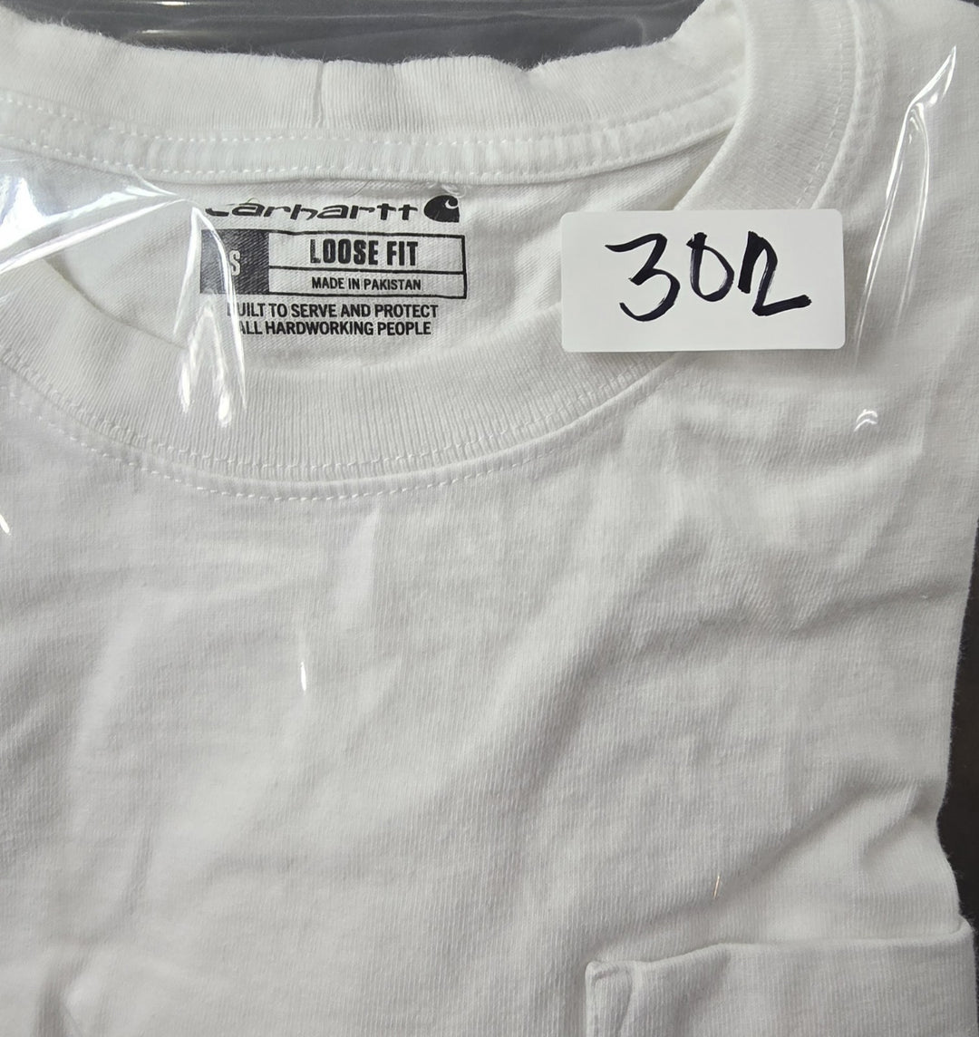 Carhartt Shirt Men’s K87 Small White Logo Loose Fit Short Sleeve Pocket...