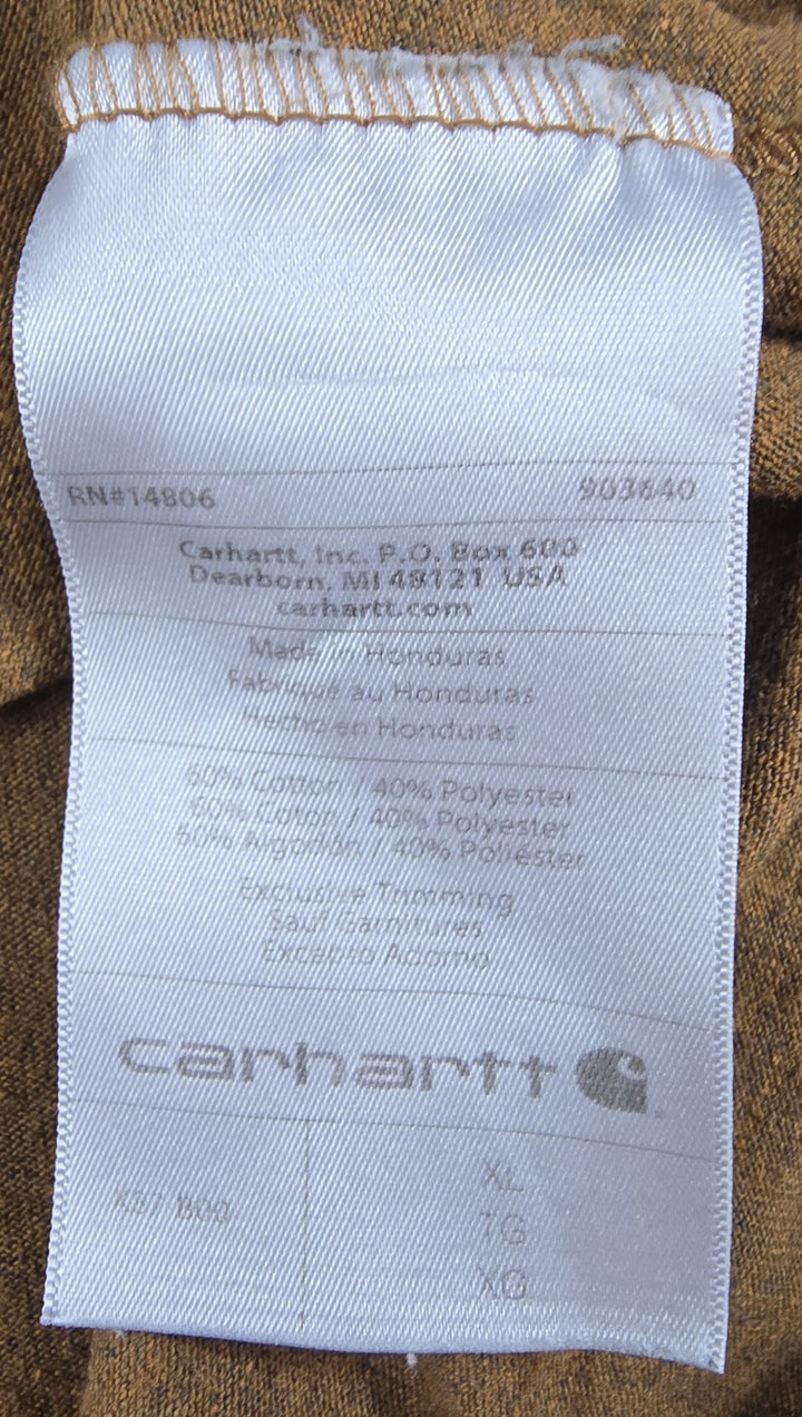Carhartt Shirt Men’s K87 XL Washed Brown Logo Loose Fit Short Sleeve Pocket