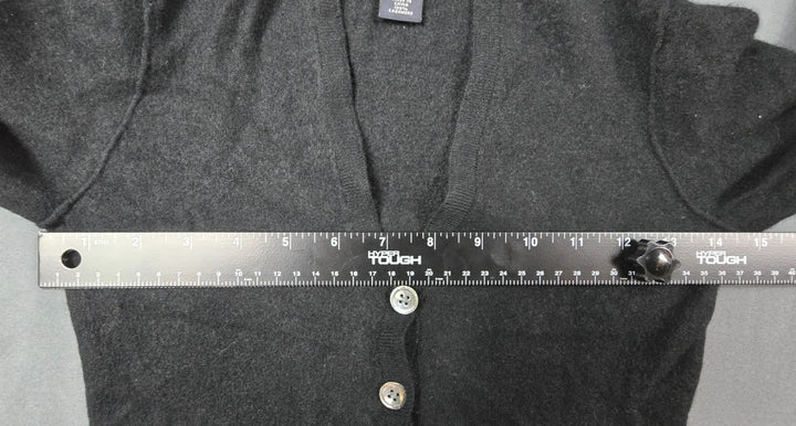 Banana Republic Cardigan Sweater Womens Medium Black Cotton Cashmere Button Fron