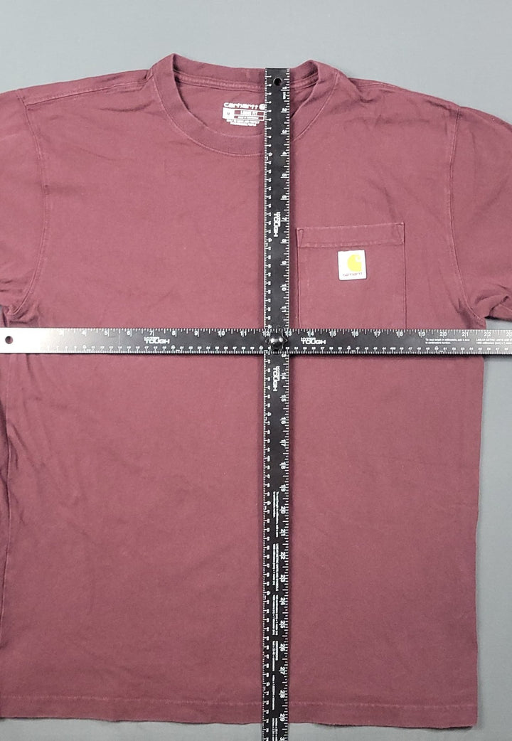 Carhartt Shirt Men’s K87 Medium Burgundy Logo Loose Fit Short Sleeve Pocket