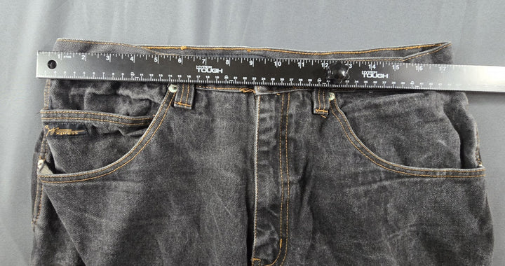 VTG Brooklyn Express Shorts Men 36 Fade Black Dark Wash Baggy Wide Leg Jorts Y2K
