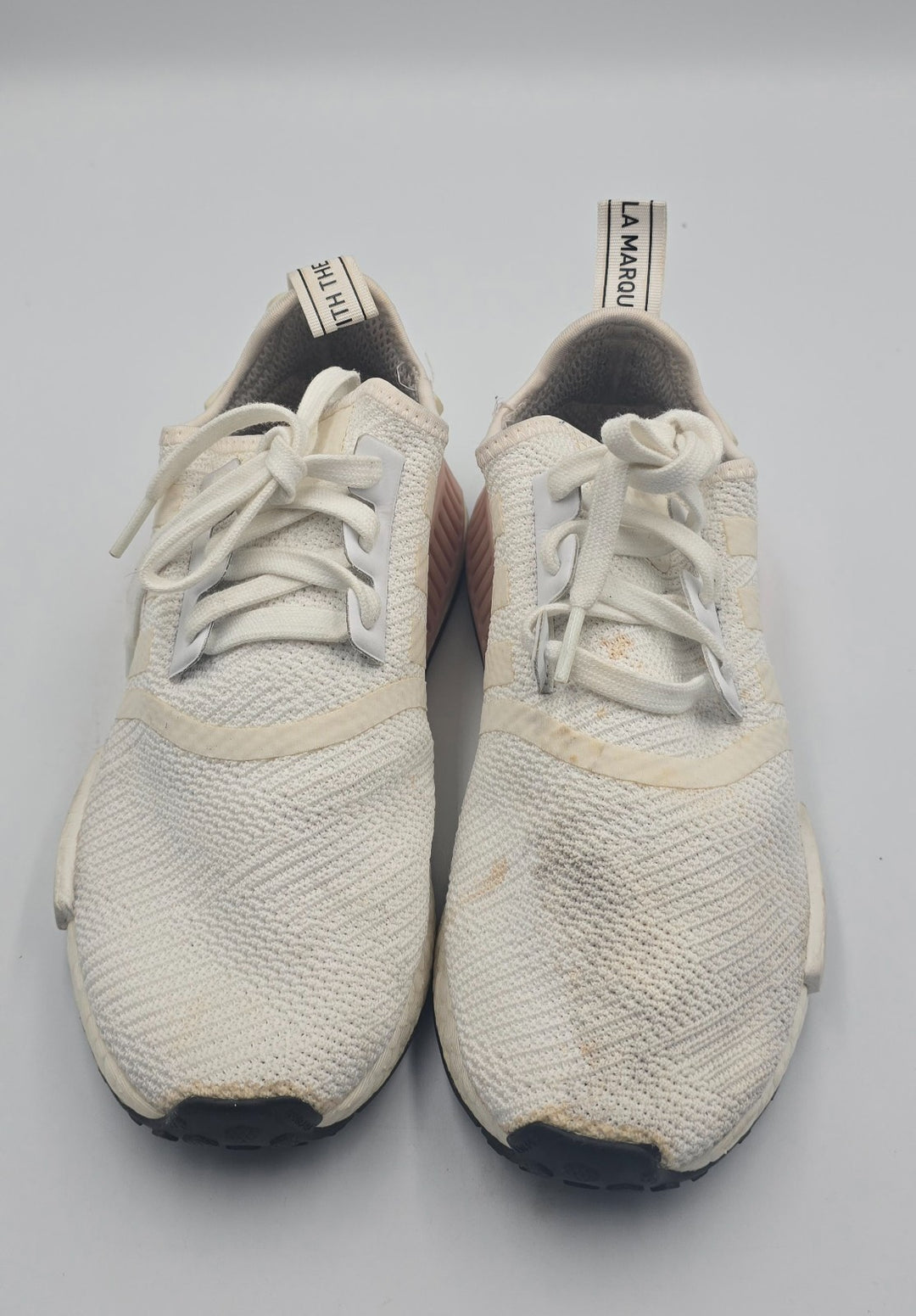 Adidas NMD_R1 EE5173 Womens 6.5 Running Shoes Cloud White Metallic Plugs Sneaker