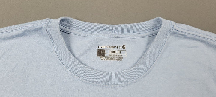 Carhartt Shirt Men’s K87 Large Washed Blue Logo Loose Fit Short Sleeve Pocket