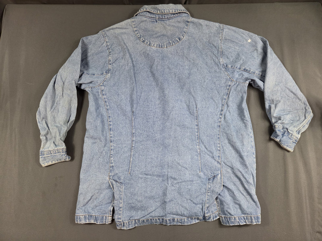 Bill Blass Denim Shirt Womens 1X Light Blue Cotton Button Up Classic Casual