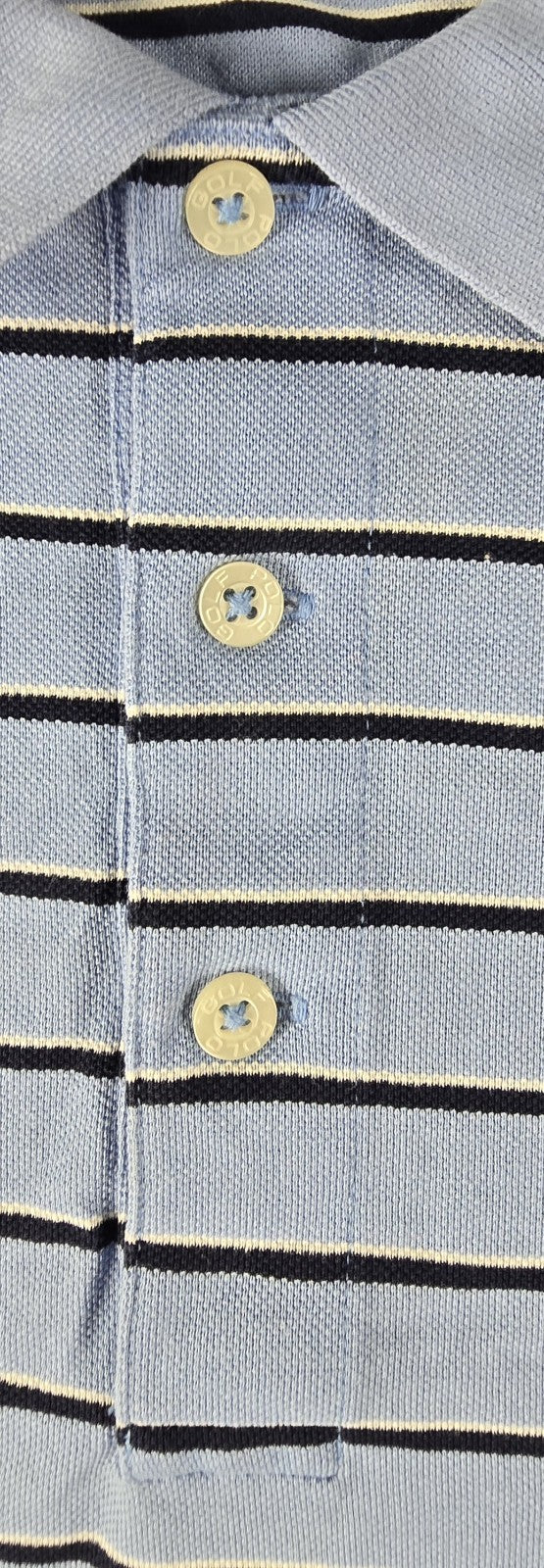 Polo Golf Ralph Lauren Shirt Mens XL Blue White Stripe Embroidered Logo Pima