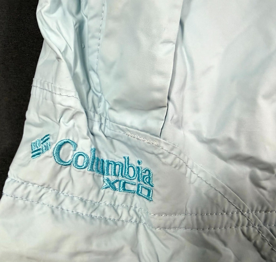 Columbia XCO Rain Jacket Womens Medium Blue Nylon Outdoor Hiking Hooded Full Zip