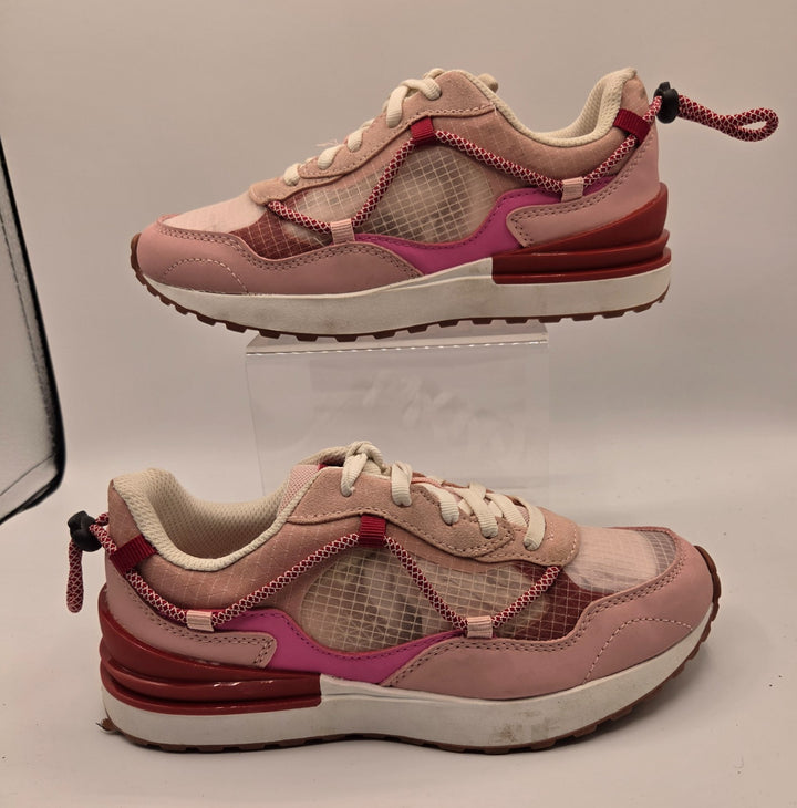 Avia Girls Size US 2 Bungee Runner Shoes Pink Maroon Lace Up Athletic Sneakers